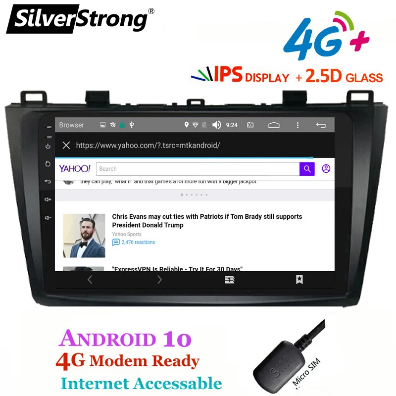 SilverStrong Android10 IPS 4G 9 дюймов Автомобильный GPS для Mazda 3 Axela 2009 12 android9.0 2.5D canbus усилителя