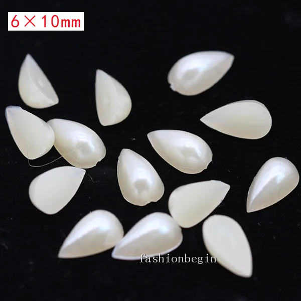 100p 6x10mm drop Имитация жемчуга цвета слоновой кости для скрапбукинга, украшения для рукоделия, украшения для ногтей, изготовление свадебных открыток, сшитые бусины для одежды, разные формы - Цвет: 100p 6x10mm drop