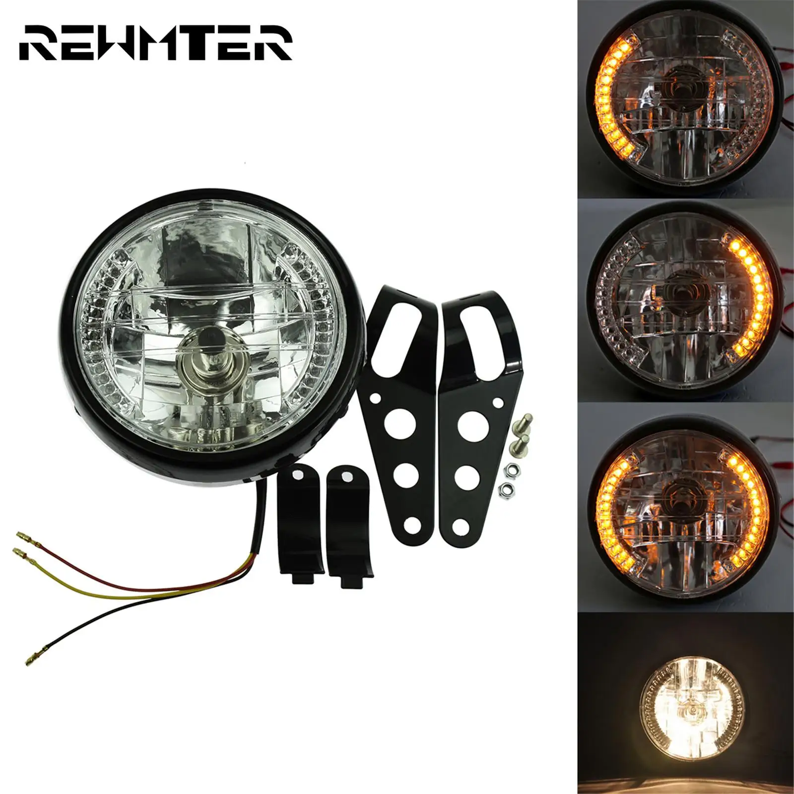 Фара для мотоцикла 7 &quot фара с поворотным сигналом головкой Harley Cafe Racer Bobber Choppers