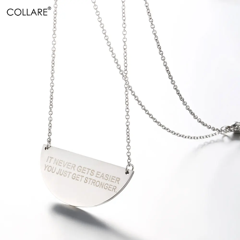 

Collare Custom Engraved Bar Necklace Language Gold Color Initial Jewelry Stainless Steel Personalized Name Necklace Women N039