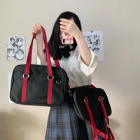 japanese style bag school girl one shoulderbag portable solid canvas shopping outside women light street travelbag 2021 fashion