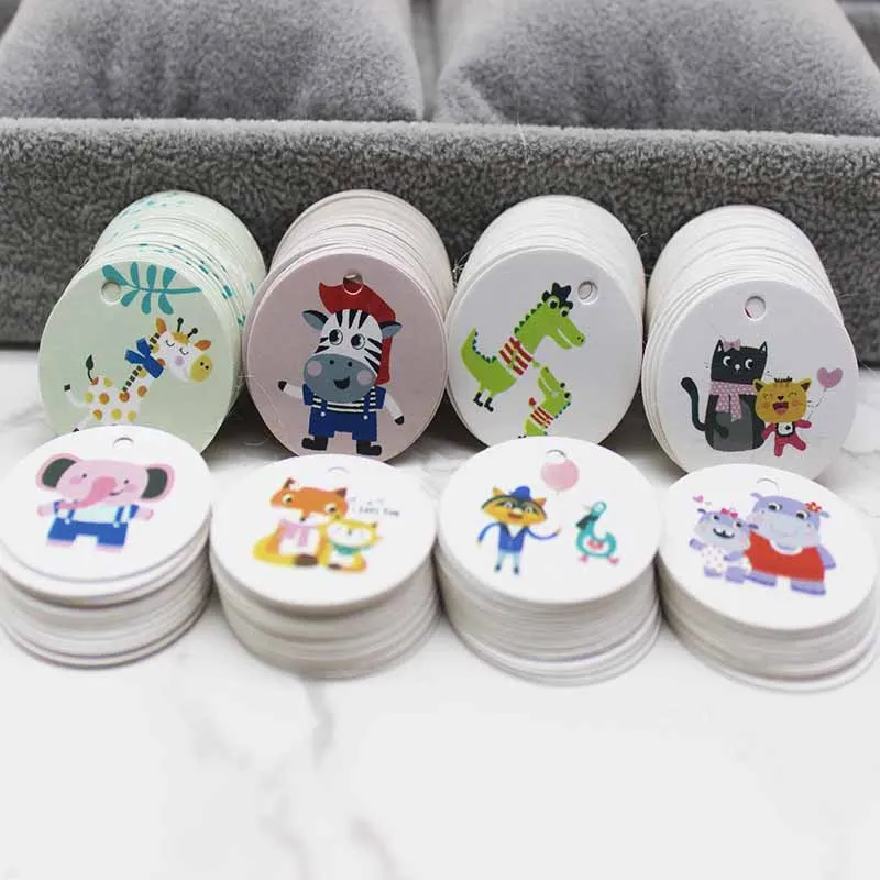 Подарочные бирки 100 шт. ниток милый Лев/Динозавр/Слон/Жираф Мультяшные для