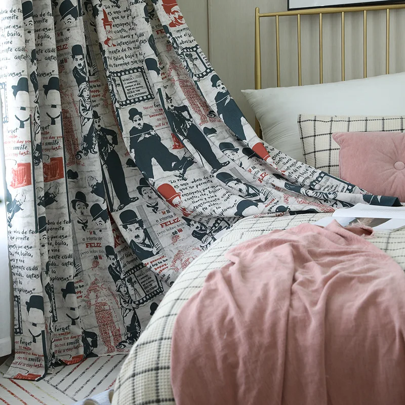 

Modern European Style Curtains for Living Dining Room Bedroom Customized Simple Polyester-cotton Printed Fabric Products Curtain