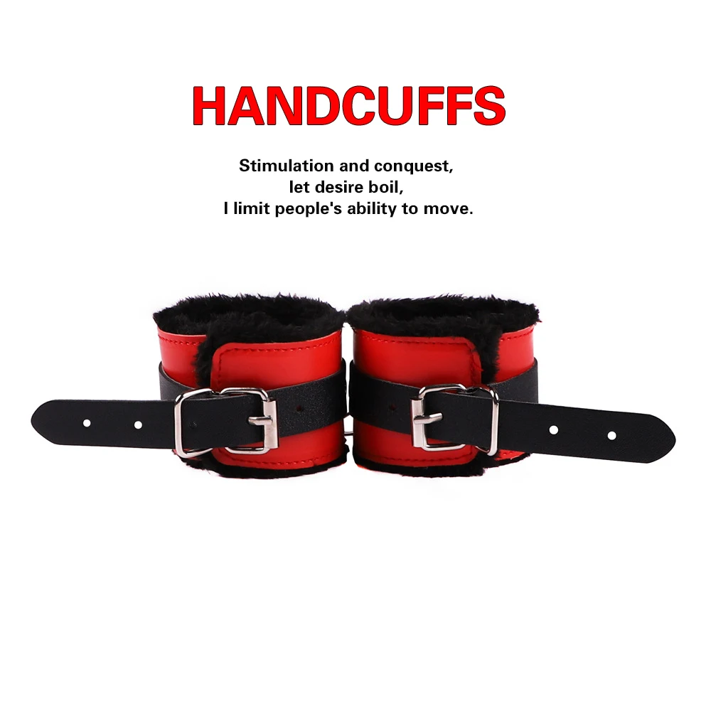 БДСМ бондаж сексуальный плюшевый восемь частей наручники кожаный костюм