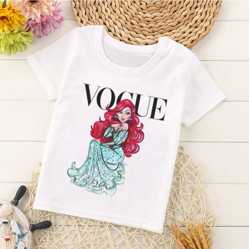 Vogue Новая девушка Tshirt принцессы Довольно Дети Harajuku Дизайн Простые с коротким