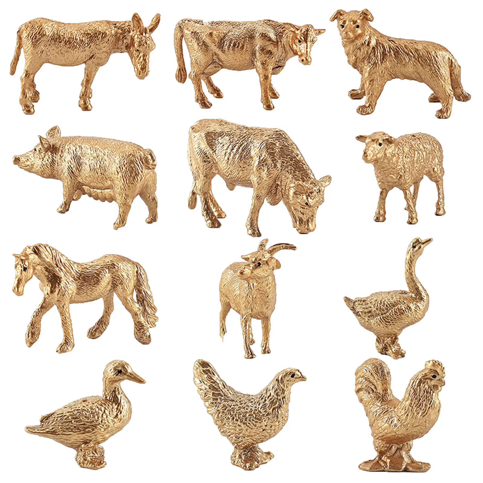 

12 шт./компл., Имитация животных, модель, фигурка для девочек и мальчиков, игрушки, Золотая свинка, лошадь, собака, конфетная, обучение детей, фи...