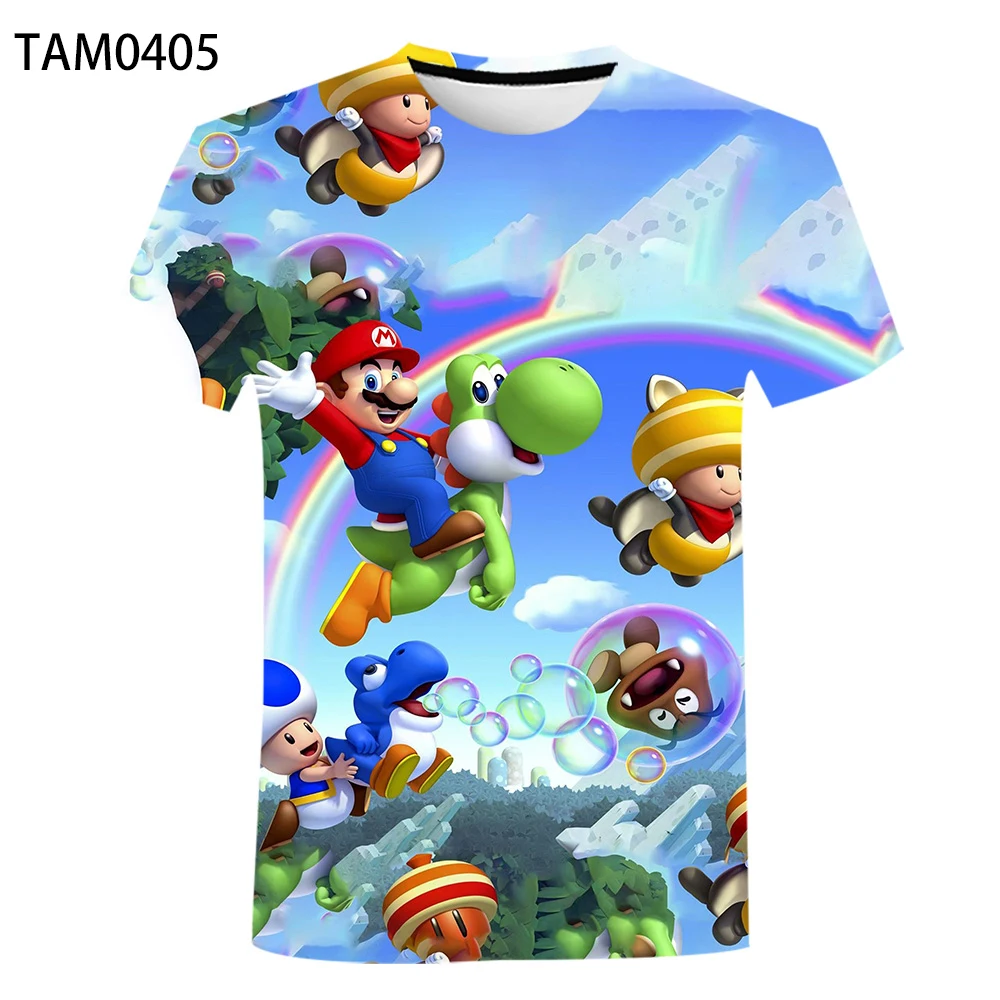 Футболка мужская и женская с 3D принтом Марио популярный Молодежный топ из