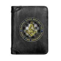 high quality masonic good men better design genuine leather men wallet business classic slim card holder male short purses
