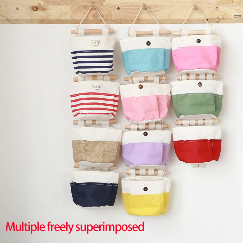 

Cotton And Linen Storage Wall Hanging Bag Behind The Door Of The Dormitory Waterproof Mobile Phone Storage Pocket Home Supplie