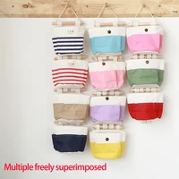 cotton and linen storage wall hanging bag behind the door of the dormitory waterproof mobile phone storage pocket home supplie