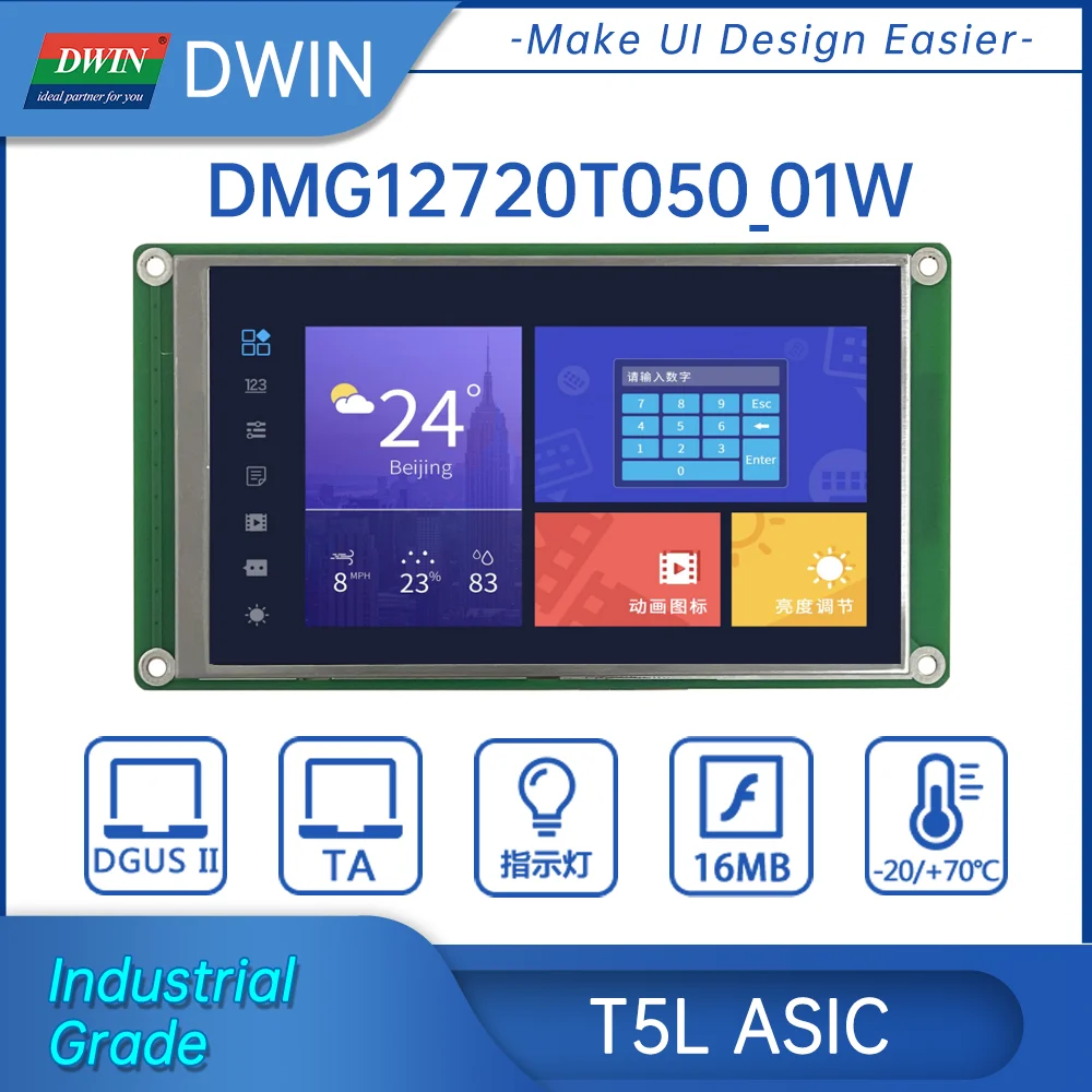 DWIN-pantalla inteligente T5L HMI de 5,0 pulgadas, estructura INCELL, módulo de panel táctil capacitivo, dwg12720t050 01w _, novedad