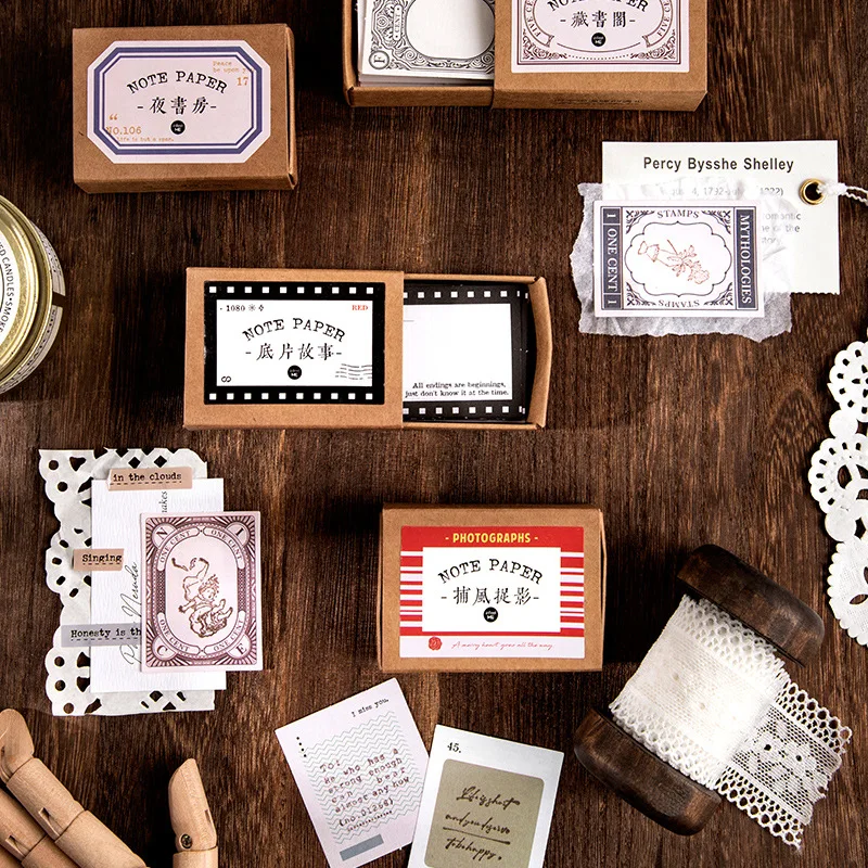 

4 Designs Retro Style Charing Street No. 10 Series Special Paper Box Packed Small Size Memo Stationery Office Supplies