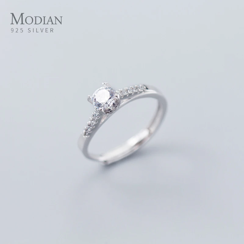 Modian новый сверкающий AAA Циркон с открытым Регулируемый стерлингового серебра 925