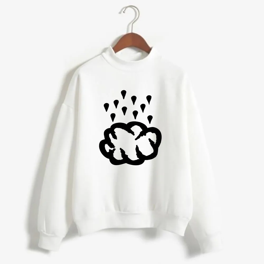Powfu Singer Print Round Neck Sweatshirt Long Sleeve Soft Sweater for Women