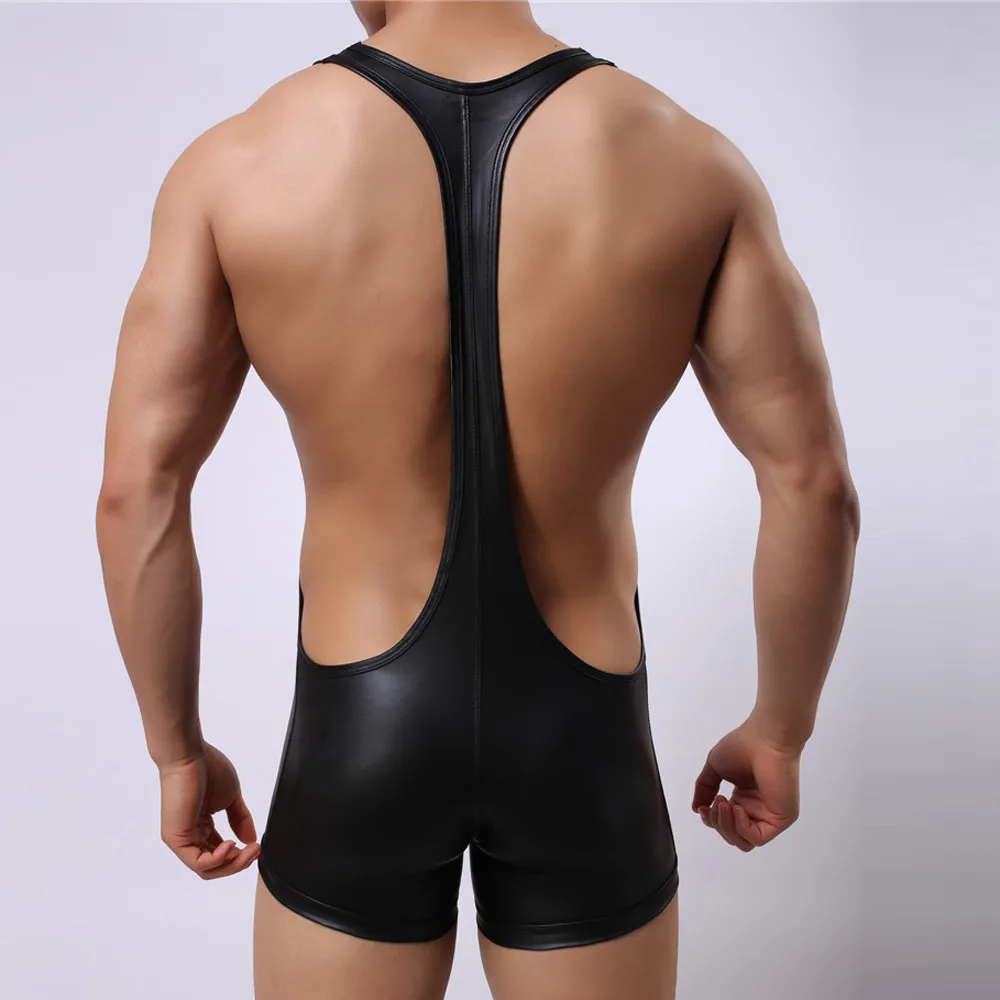 Tanga Hombre мужское сексуальное боксерское трико из искусственной кожи PU гибкий