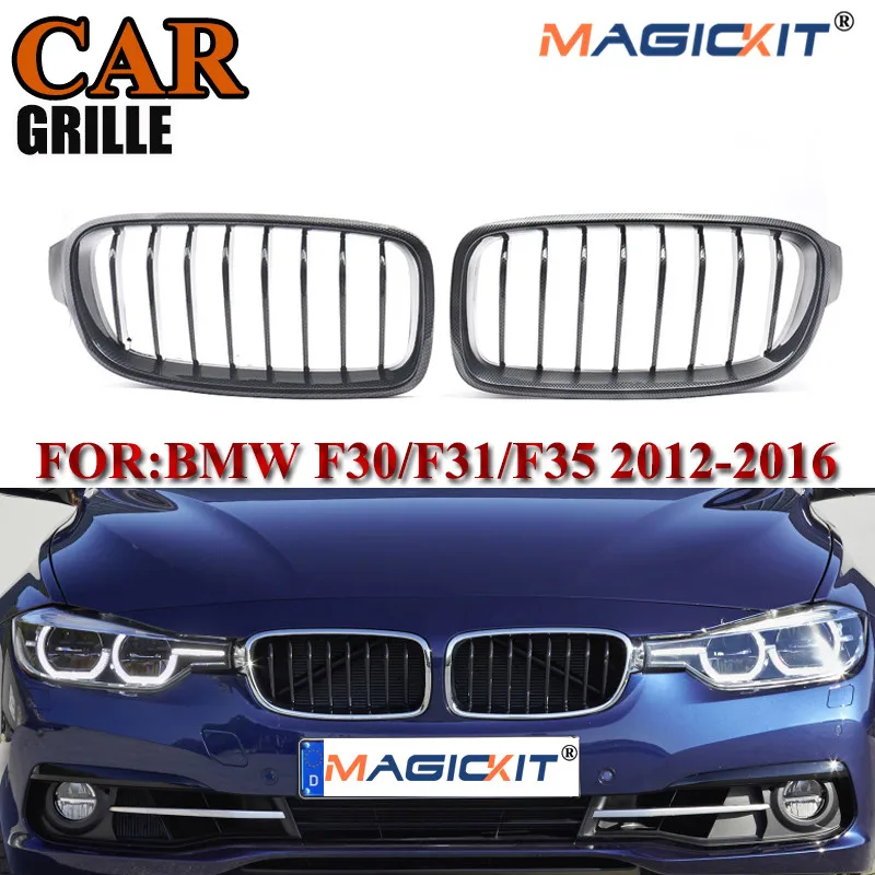 MagicKit углеродное волокно Передняя решетка для почек гриль BMW F30 F31 3 серии салун 12