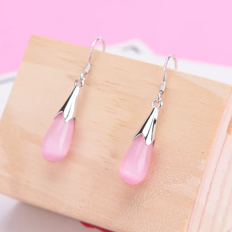 925 стерлингового серебра опал лунный камень кулон жемчужные серьги Элегантные