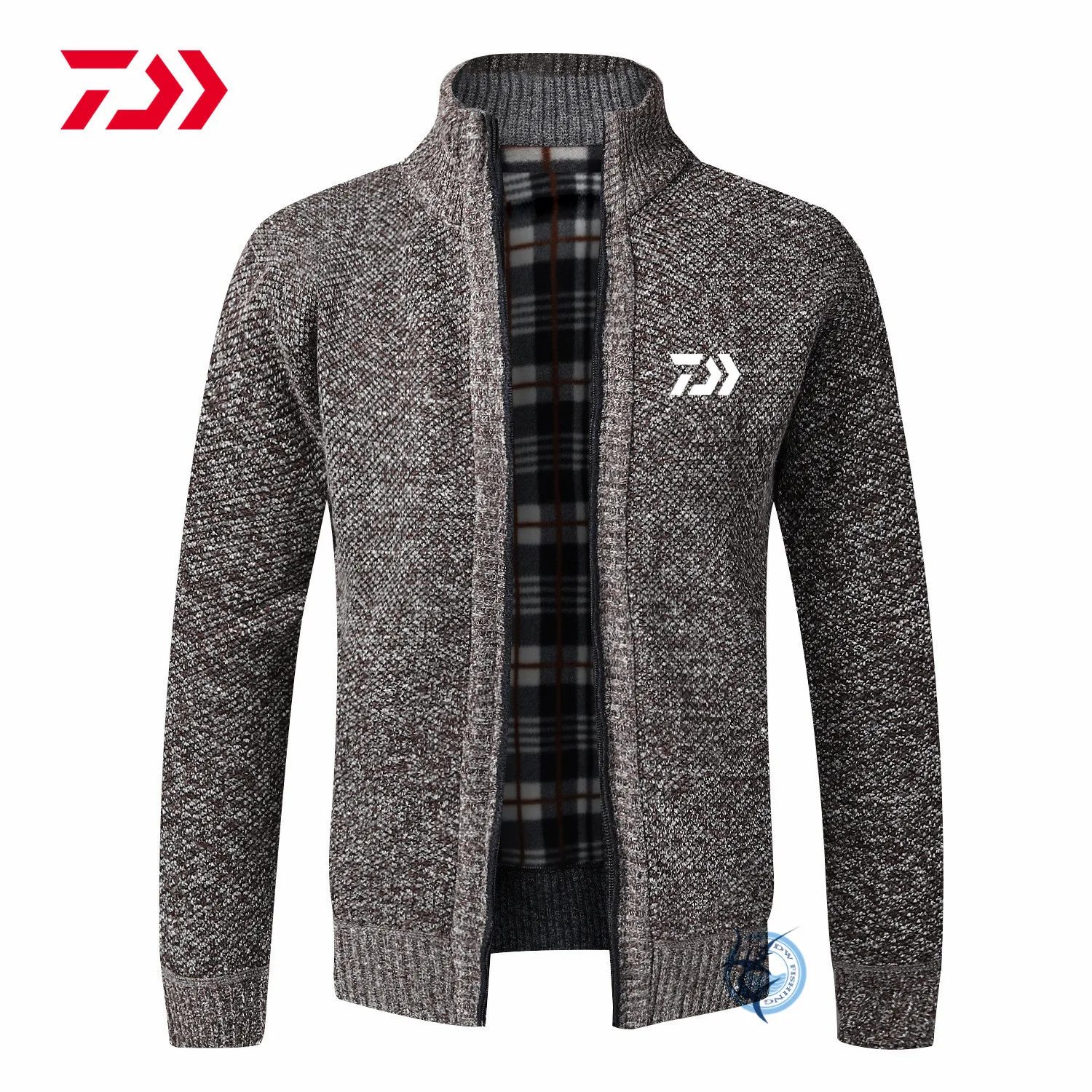 

DAIWA New Autumn and Winter Men's Jacket Slim-fit Stand-up Collar Zipper Jacket Cotton Warm Men's Fishing Sports Jacket