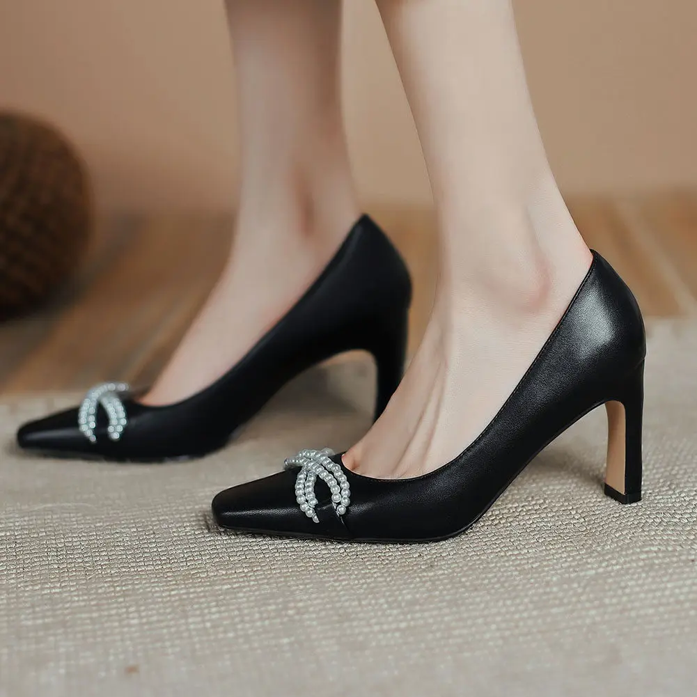 

Karinluna High Quality Elegant Women Shoes New Arriavls slip-on butterfly-knot Office Ladies Women Pumps Strange Style Med Heels