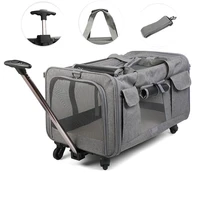 portable pet trolley case detachable universal wheel breathable foldable large capacity puppy travel bag breathable cat carrier
