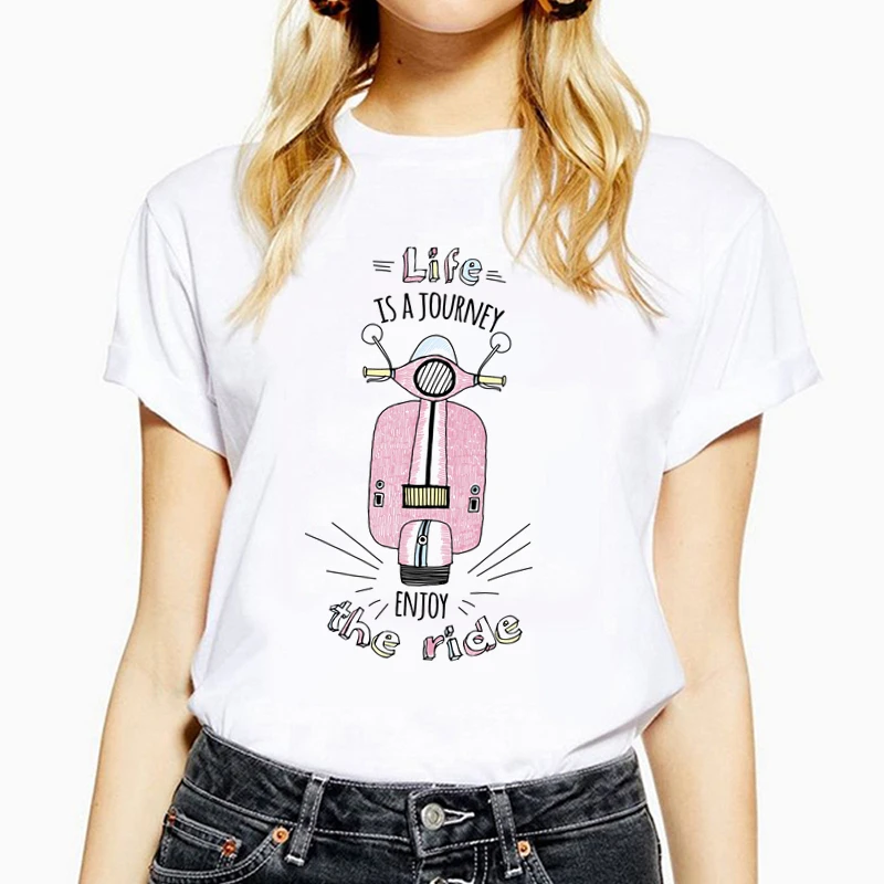 

2021 New Arrival Summer Women t shirt Kawaii Cute Motorcycle Print tshirt Plus Size Tops Tees Short sleeve o-neck Women clothing