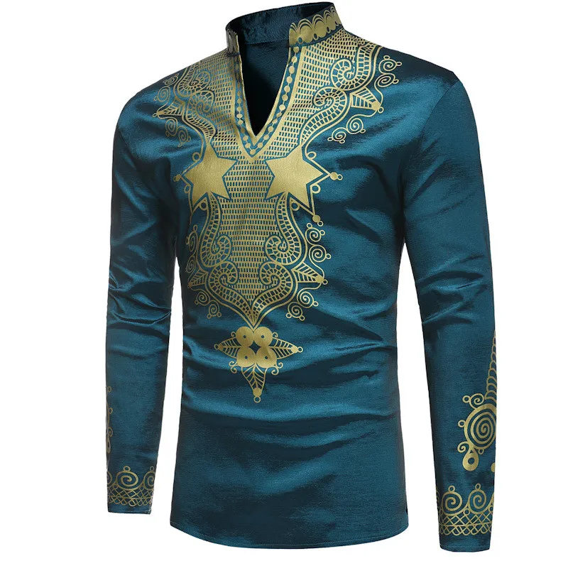 

African Dashiki Print Dress Shirt Men 2022 Autumn New Long Sleeve African Clothes Streetwear Casual Camisa Social Masculina XXXL
