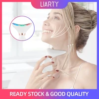 3 colors light neck face massager double chin remover neck beauty device led photon heating therapy v line facial lifting tool