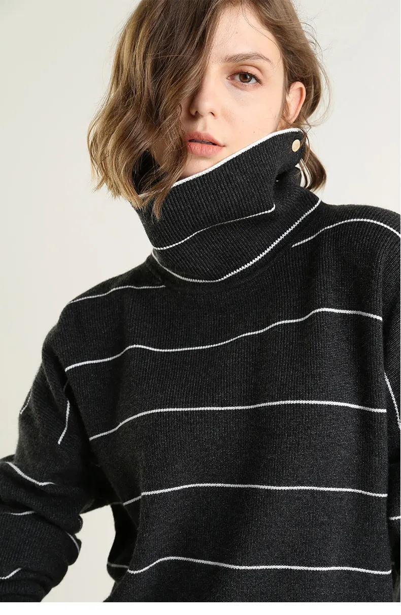 Осенние женские зимние свитера пуловеры 2019 с большим отворотом Корейская