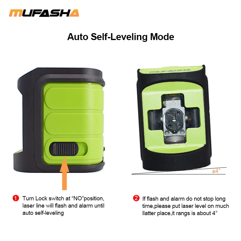 MUFASHA Mini 2 Lines Laser Level Red Beam or Green Beam Self-Leveling Laser Level in Box