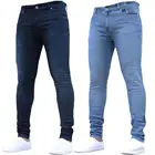 Мужские джинсы в классическом стиле, синие обтягивающие джинсы с эластичным поясом, большие размеры, лето 2021