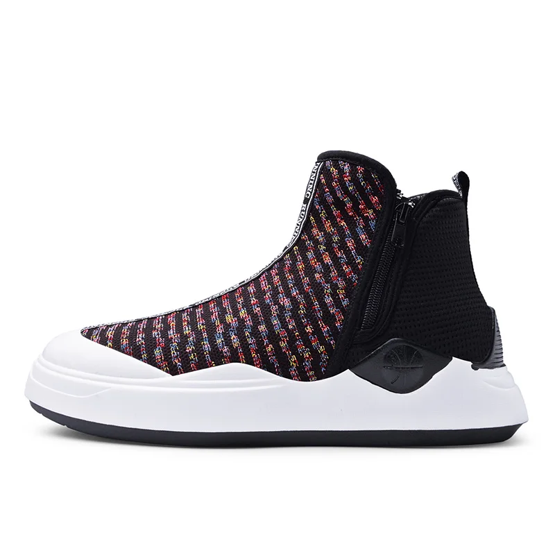 

Walking Shoes Boy Light Breathable Zipper High Top Men Chunky Platform Non-slip Sports Walking Antiskid Sneaker Men 1818S
