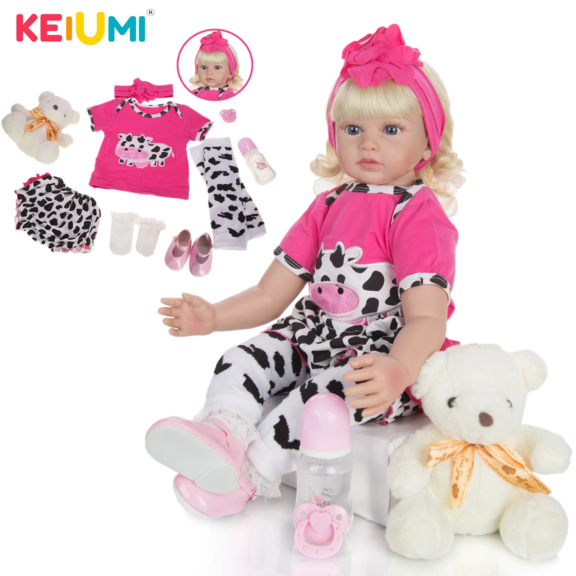 Новый дизайн KEIUMI 24 дюйма DIY принцесса Reborn Baby куклы 60 см Милая силиконовая кукла