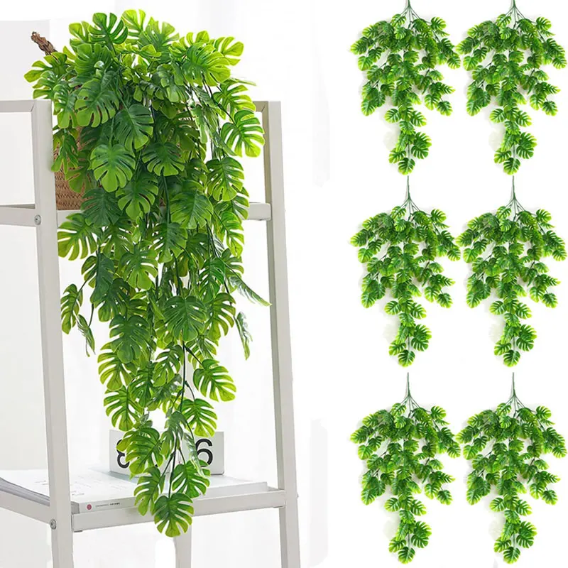 

76cm Artificial Green Plants Hanging Ivy Leaves Monstera Deliciosa Plants Home Garden Wall Party Office Modern Decor Faux Plant
