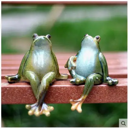 Пару керамическая зеленая лягушка статуя жабы для домашнего декора украшение