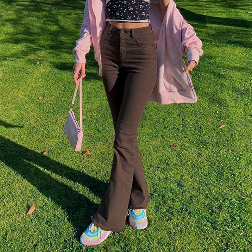 Джинсы женские в стиле Харадзюку базовые винтажные брюки из денима эластичные