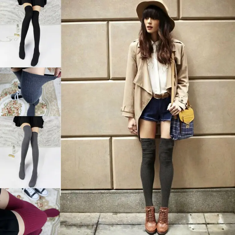 Женские гольфы выше колена для девочек сезон весна-осень теплые вязаные мягкие