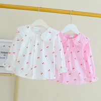 ienens girls blouses clothes baby spring shirts toddler infant cherry print tees tops 1 2 3 4 years kids cotton clothes shirt