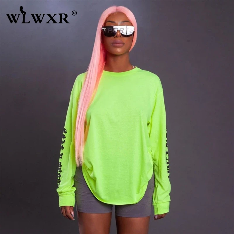 WLWXR толстовка с буквенным принтом большого размера женские толстовки неоновая