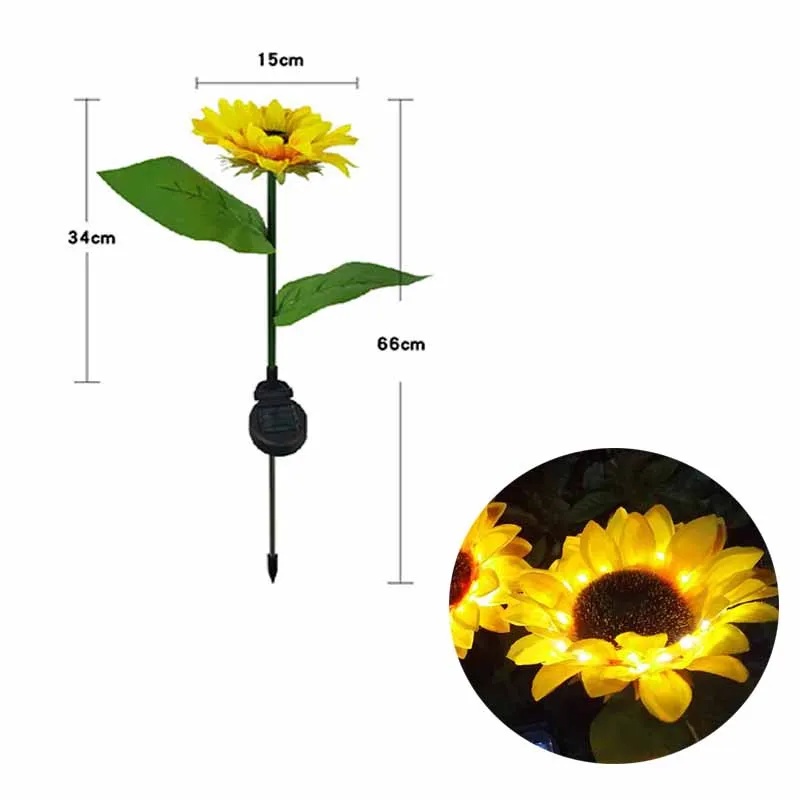 Садовое украшение светодиодная лампа подсолнуха на солнечной батарее газонная