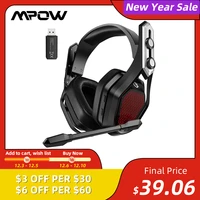mpow iron pro wireless gaming headset usb3 5mm headphone with noise canceling mic 3d surround 20h playback for ps5 ps4 pc gamer
