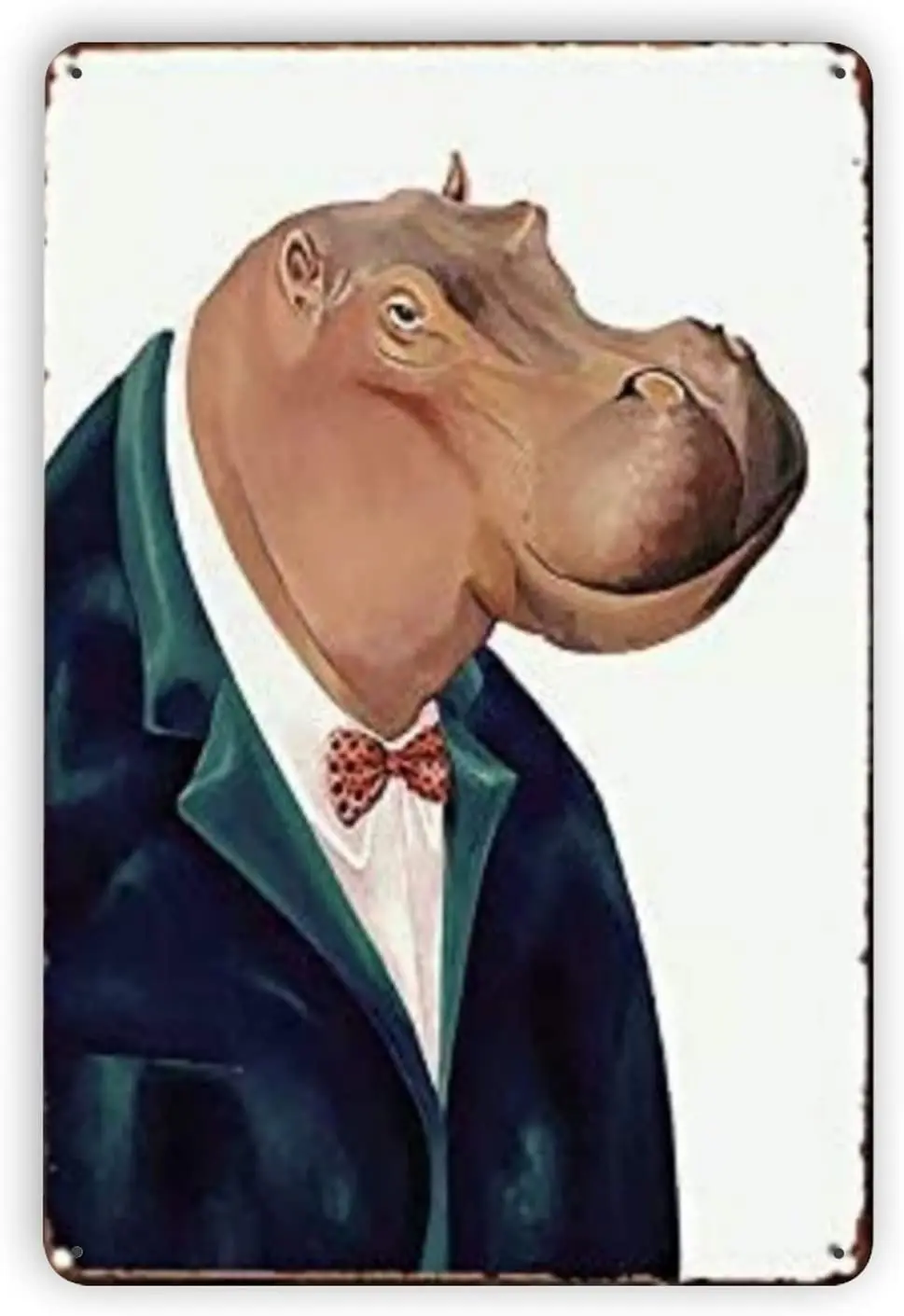 

Ovonetune Animal Serie Hippo Vintage Metal Tin Signs, Retro Art Tin Sign Decorations Plaque fo Bars Club Cafe Home Kitchen
