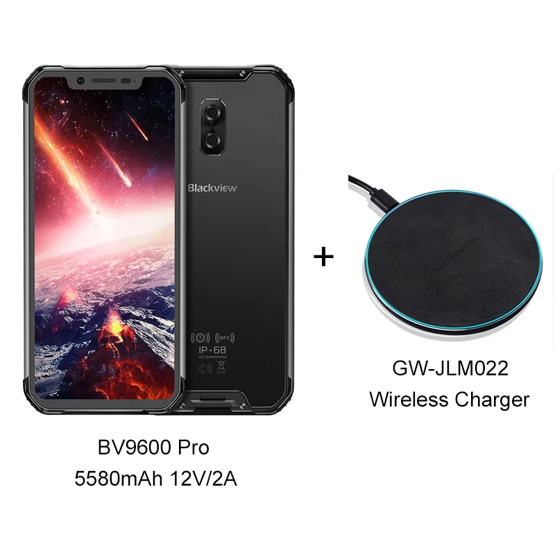 Add Wireless charger BLACKVIEW BV9600 Pro P70 IP68 6 ГБ+ 128 Гб Смартфон 16MP Face ID 6,21 дюймов FHD+ Беспроводная зарядка NFC Android 9,0 мобильный телефон - Цвет: Add Wireless charger