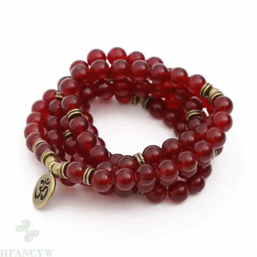 

6mm 108 beads Red Carnelian Bracelet Mala Energy Spiritual Natural Bless
