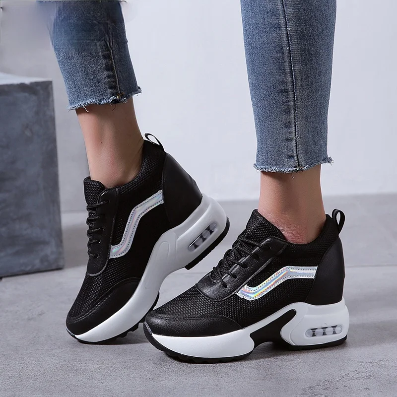 

Summer for Women Lace Up Sneaker Glitter Autumn Flat Vulcanized Ladies Bling Casual Female Fashion Platform Plus Size Shoes 2021