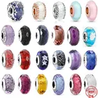 Лидер продаж, ожерелье из серебра 925 пробы с розовыми гранями и бусинами из муранского стекла, подходит для оригинального браслета Пандоры, подвеска, ожерелье, ювелирные изделия