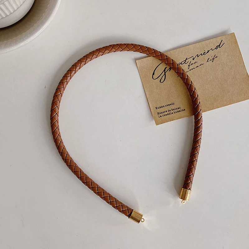 

Imitation Leather Twist Hair Bands PU Leather Braided Headband For Women Solid Color Bezel Hair Hoop Hair Accessories Headwear