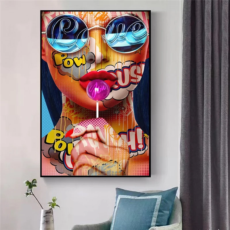 

Abstract Graffiti Tattoo Girl Modern Art Posters And Prints Fashion Woman Picture On Canvas Wall Art Painting For Living Room