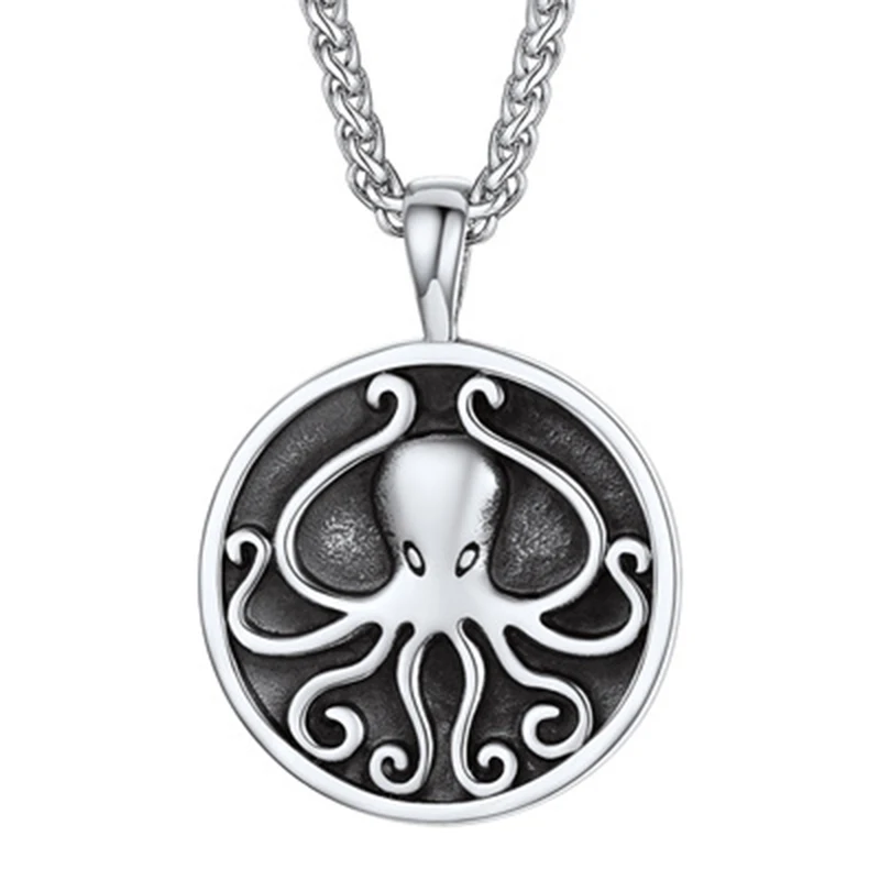 

Hip Hop Octopus Men Pendant Punk Style Titanium Steel Sweater Chain Cute Animal Pendant Necklace Wholesale