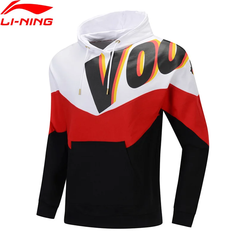 Li-Ning, унисекс, трендовая спортивная толстовка, удобная, Ретро стиль, свободный крой, хлопок, винтажная подкладка, принт, спортивный свитер AWDP379 MWW1611