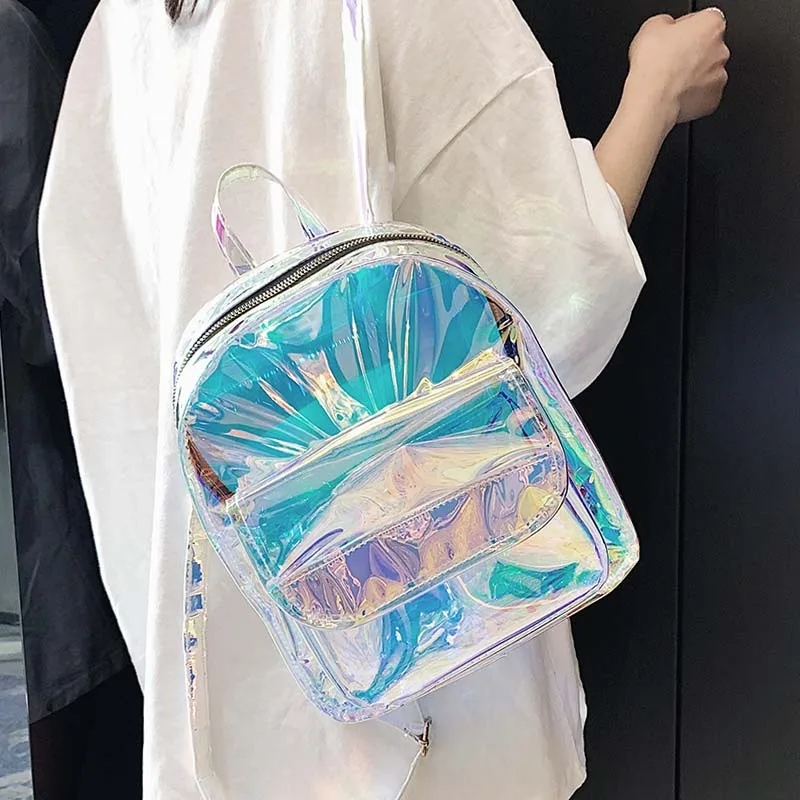

HOCODO Backpacks Fashion Casual Transparent Female Shoulders Bag Tote Bag New Trend Schoolbag For Teenage Girls Cute Backpacks